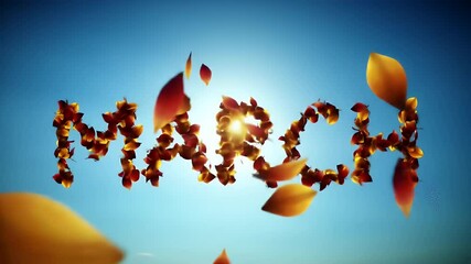Leaves Forming Word in Sky Motion Graphics for March