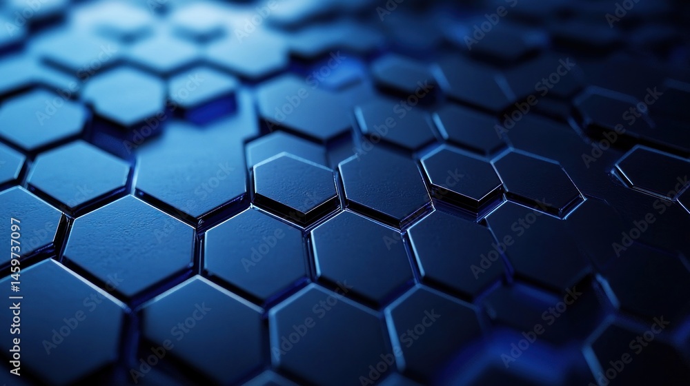 Aufkleber abstract hexagon pattern: deep blue technological background