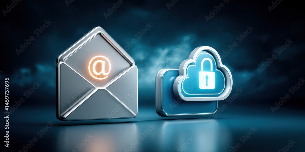 Poster email security measures digital workspace graphic design tech environment secure communication conce