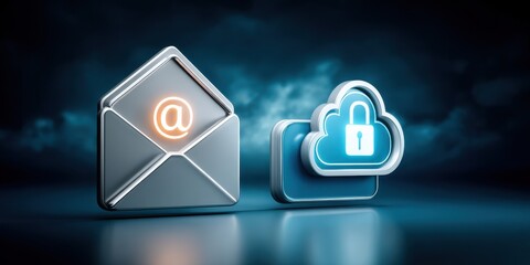 Email security measures digital workspace graphic design tech environment secure communication concept