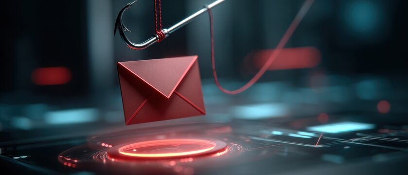 Phishing attack simulation cybersecurity training digital virtual environment close-up view awareness campaign - Powered by Adobe