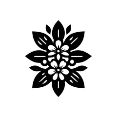 Geometric Floral Design in Black and White, Mandala Style