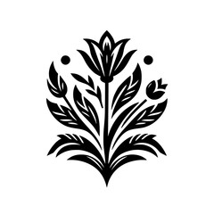 Elegant Black and White Floral Design - Decorative Element