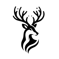 Minimalist Deer Head Logo: Elegant Black & White Design for Branding
