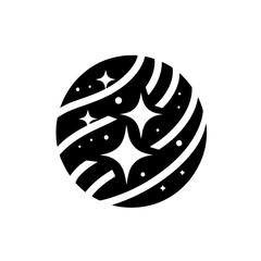 Stellar Orbit: Black and White Universe Icon