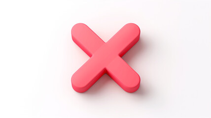 Obraz premium Simple 3D rendering of a pink letter X on a white background.
