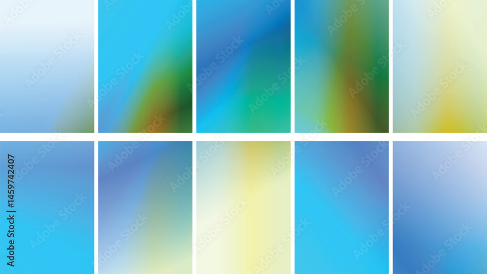 Aufkleber a vibrant display of ten gradient designs in different shades. the interplay of light and shadow cre