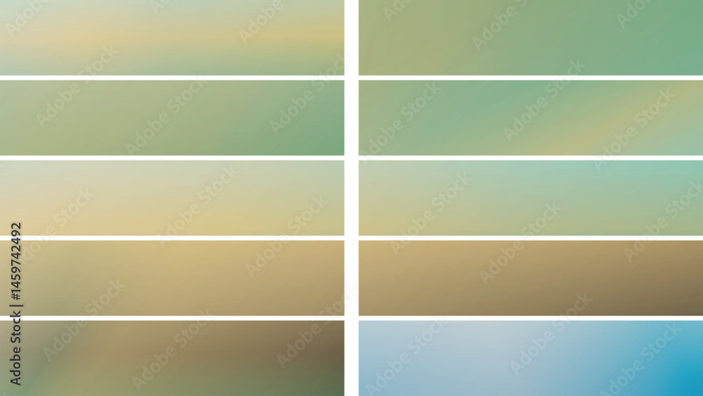 Poster a vibrant display of ten gradient designs in different shades. the interplay of light and shadow cre