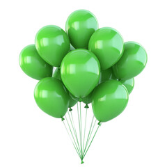  Bunch of green Party Balloons with strings, isolated [Transparent Background PNG]. 