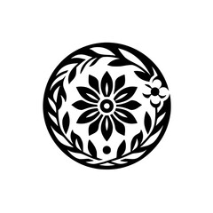Black & White Floral Mandala Design for Logos, Patterns, and Decoration