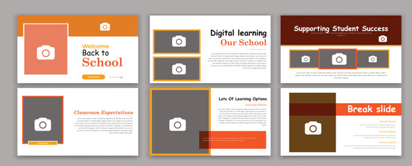 Education Design School PowerPoint presentation slide template. Use for modern keynote presentation background, brochure design, and Presentation for flyer, leaflet, marketing, advertising banner