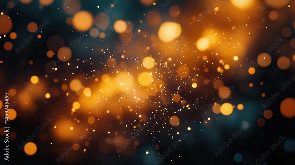 Poster abstract silver bokeh lights with soft glowing gradient background.