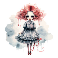 A beautiful angel doll with a pink dress is a lovely illustration for a child's Christmas celebration