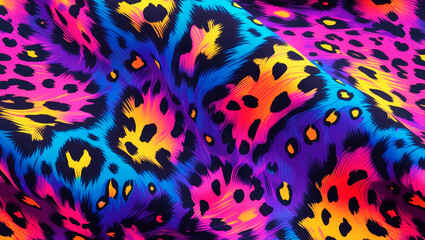 Background of rippled fabric drapery with neon colored abstract spot pattern