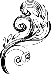 Elegant Black and White Floral Swirl Design Element for Invitations and Decorations