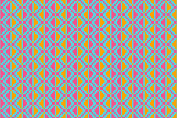 Cross stitch pattern concept showcasing traditional ethnic geometric pattern, Design for textile, background,carpet,wallpaper,clothing,wrapping,Batik,fabric,Vector illustration	
