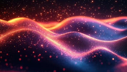 Obraz premium Glowing Particle Waves Abstract.