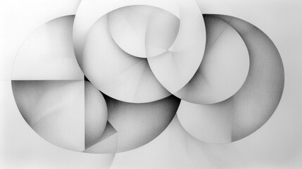 Black and white abstract drawing of three overlapping circles. the circles are arranged in a triangular formation, with the largest circle in the center and two smaller circles on either side.