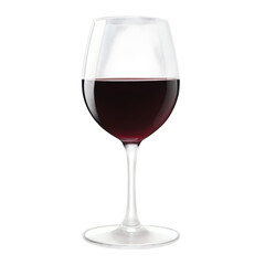 Elegant red wine glass showcasing rich color and transparency with soft luminous effect