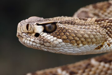Obraz premium Portrait of a Diamondback Rattlesnake in Its Natural Habitat: Wild Snake with Striking Patterns and Colors