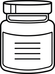 medicine jar with screw cap Outline vecto on white background