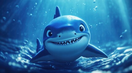 Shark cards. Cute character sharks, baby birthday invitation. Childish under sea posters, kids happy party banners. Festive animal decent design illustration , no logos, no brands