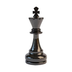 Elegant and clean image of a black chess king piece, perfect for strategic concepts and leadership symbolism, isolated on a clear background