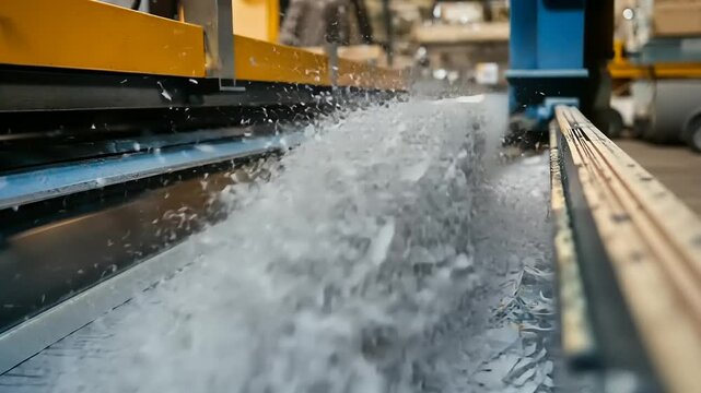 Industrial Paper Shredding Process Showcasing High-Speed Machinery in Action