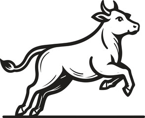Cow black silhouette line art vector illustration isolated on a white background