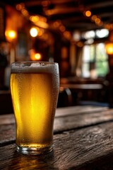 Refreshing beer served in a cozy pub setting