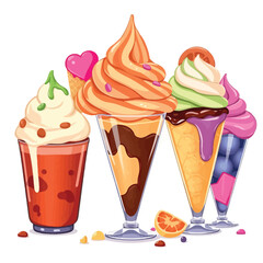 Vector Illustration of Various Ice Cream Flavors in a Fun and Colorful Style