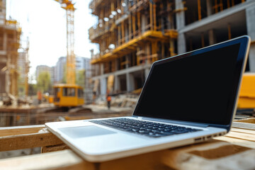  Laptop Computer on the Construction Site.