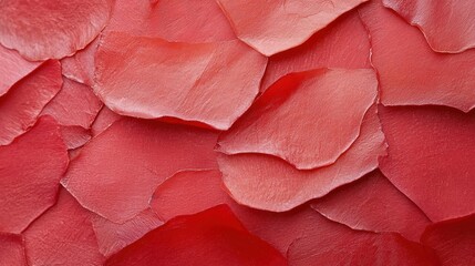 Obraz premium Close-up of a group of red rose petals. the petals are arranged in a scattered manner, with some overlapping each other.