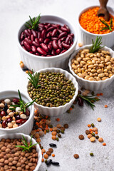 Beans, lentils, soybean, pea and chickpea
