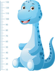 Kids height chart with blue dinosaur cartoon