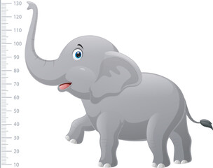 Kids height chart with cute elephant cartoon