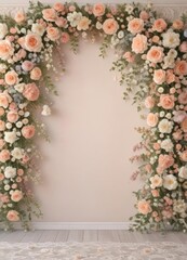 Soft pastel artificial flower wall, lace details, vintage floral wallpaper background , home decor, blossom, flower wall