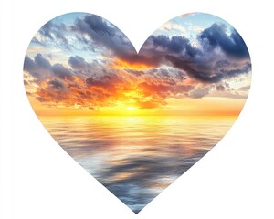 Heart Shape Sunset Over Water