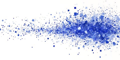 Obraz premium Digital data particles, pixelated blue squares and white background vector illustration with space for text or message