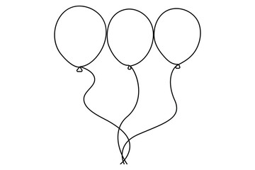 Continuous one line drawing of f Three Balloon vector illustration
