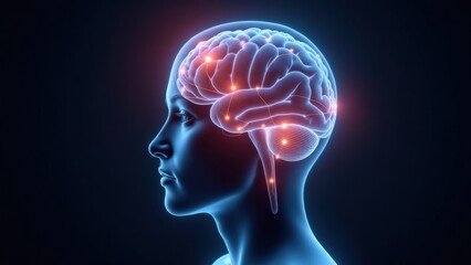 Obraz premium Brain Activity Illustration: Neural Connections, Cognitive Function, and Mental Health Concept