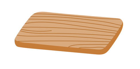 Wooden cutting board. Flat vector, clipart illustration isolated on white background.