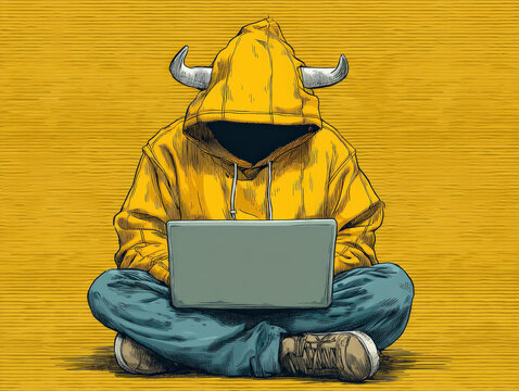 A digital illustration symbolizing online threats or predators