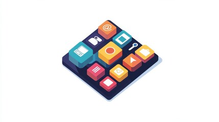 square flat technology logo illustration , no logos, no brands