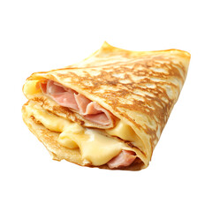 Delicious Ham and Cheese Crepe folded neatly ready to eat Isolated on Transparent Background