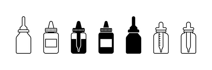 Tincture icon. Pipette picker icon collection. Pipette signs set. Tincture isolated icons collection. Stock vector