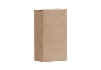 Brown cardboard box, transparent background