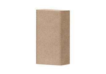 Brown cardboard box, transparent background
