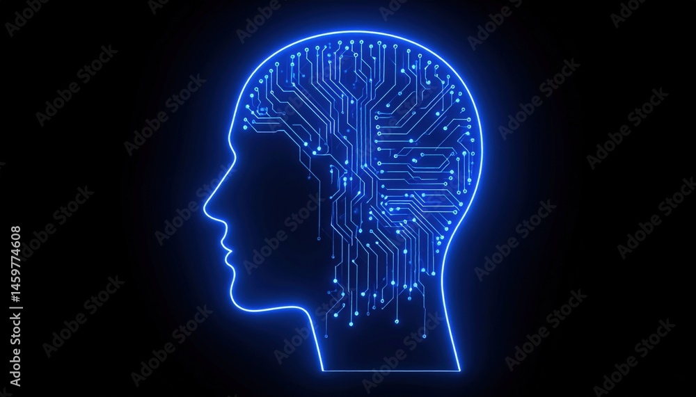 Poster exploring artificial intelligence concepts digital realm graphic visualization futuristic environmen