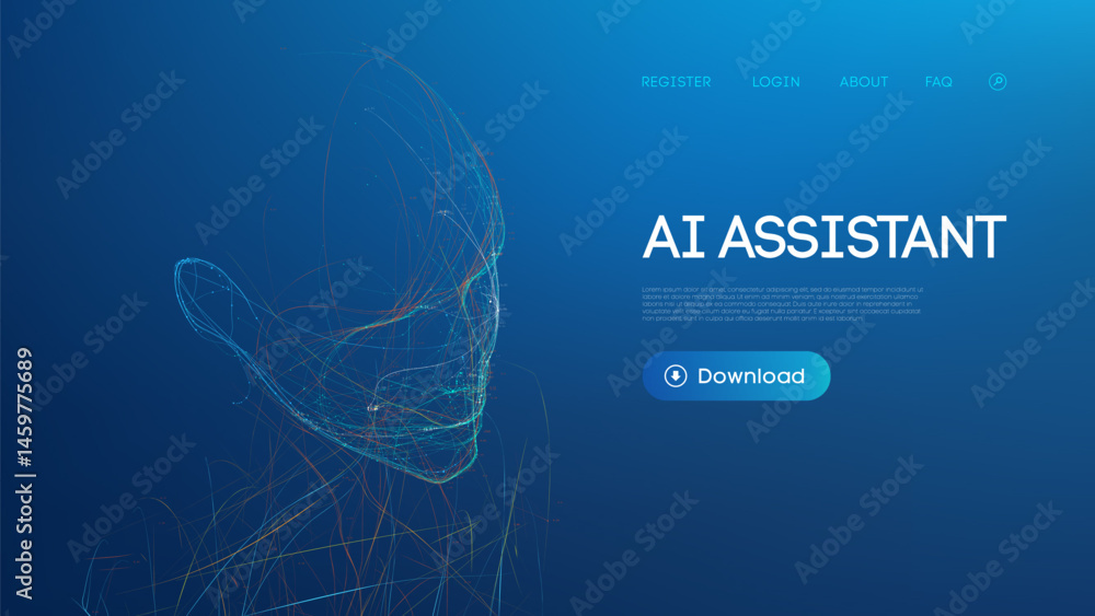 Poster ai robot background tech bot technology chatbot vector wireframe illustration. futuristic digital hu